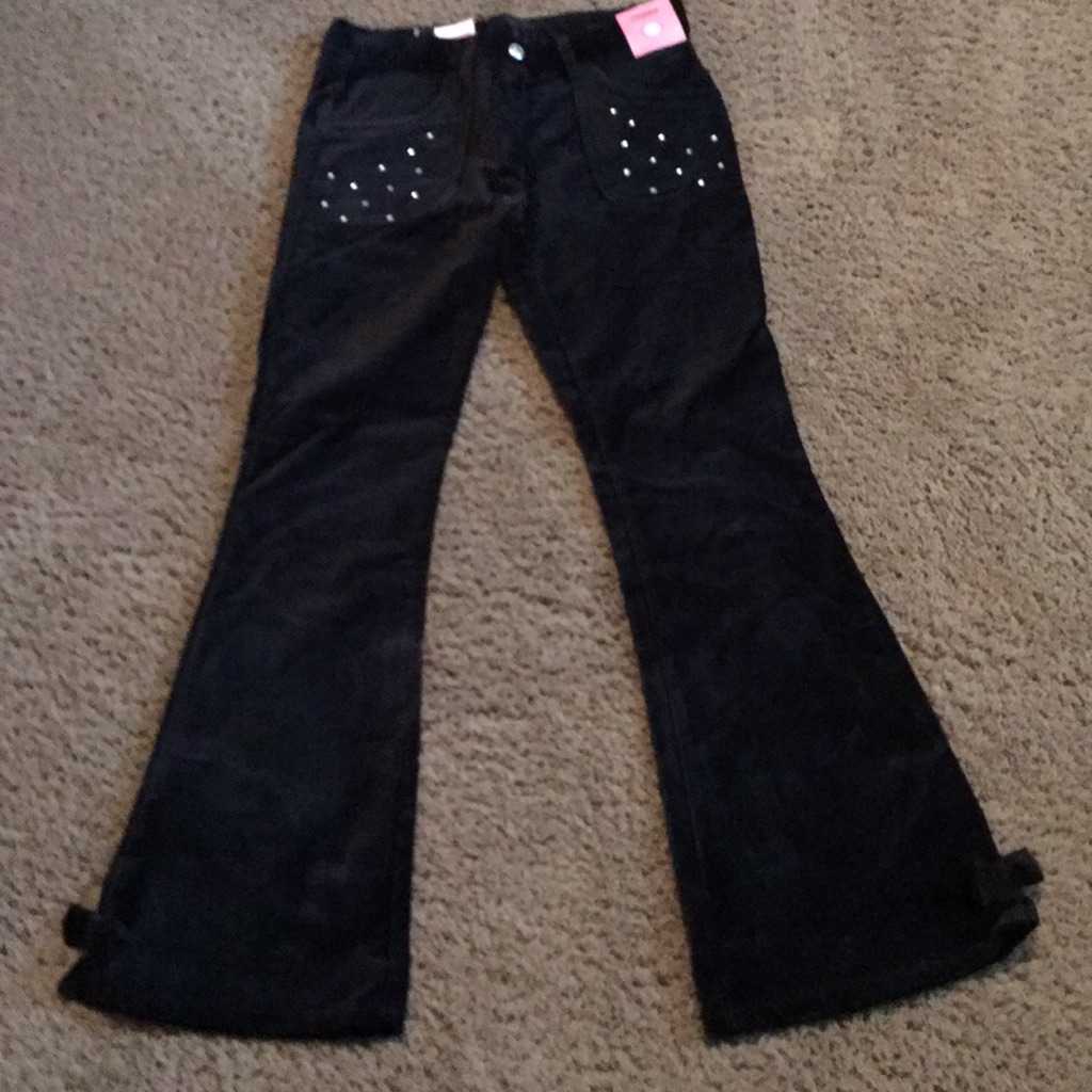 Nwts Vintage Gymboree Black Velvet Feel Rhinestone Pants Sz 12